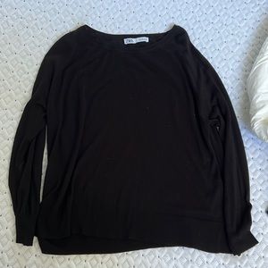 Black Zara Long Sleeve Top. Size L - fits like M